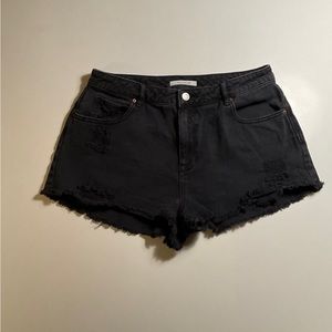 PacSun Distressed Black Festival Cut-Off Denim Shorts (30 W)